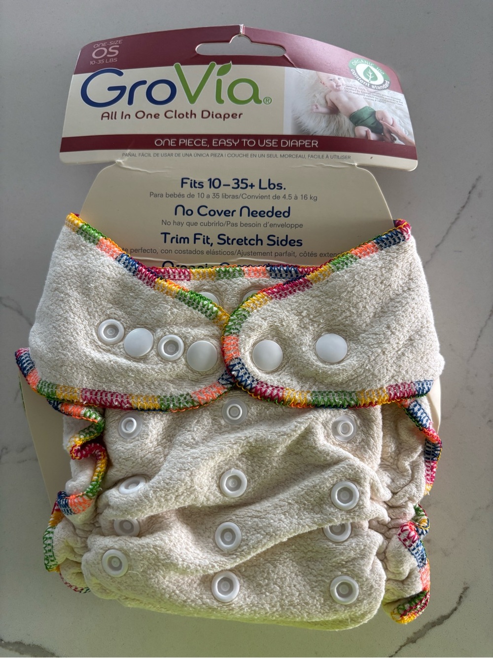 GroVia All In One Cloth Diaper One Size 10-35+ Lbs Organic